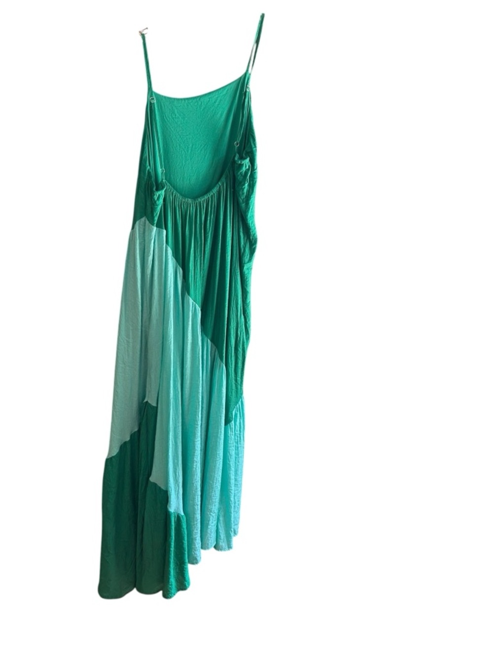 Fanco green asymmetrical design lined midi length sun dress Sz M - Picture 2 of 6